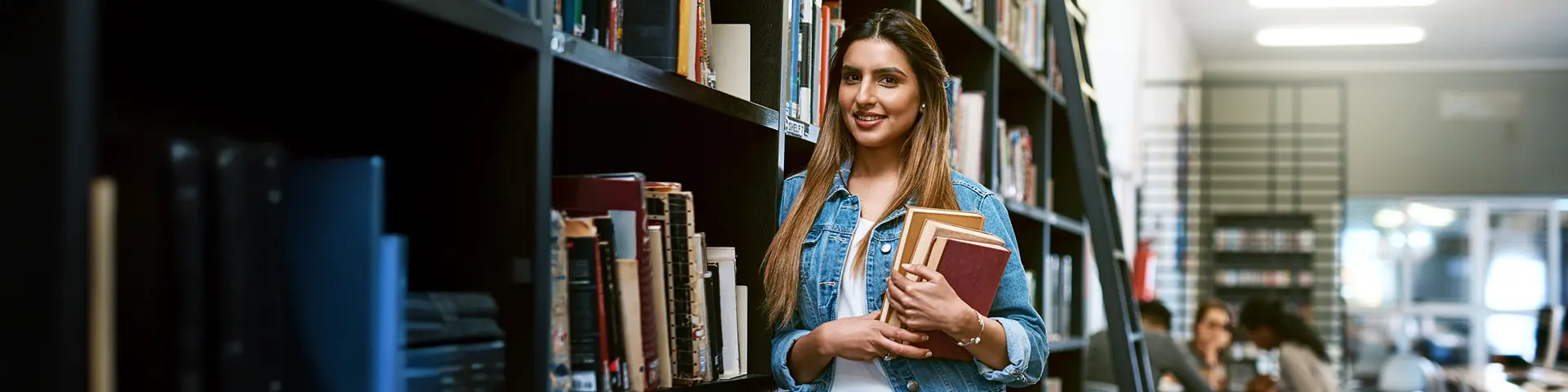 Student in library