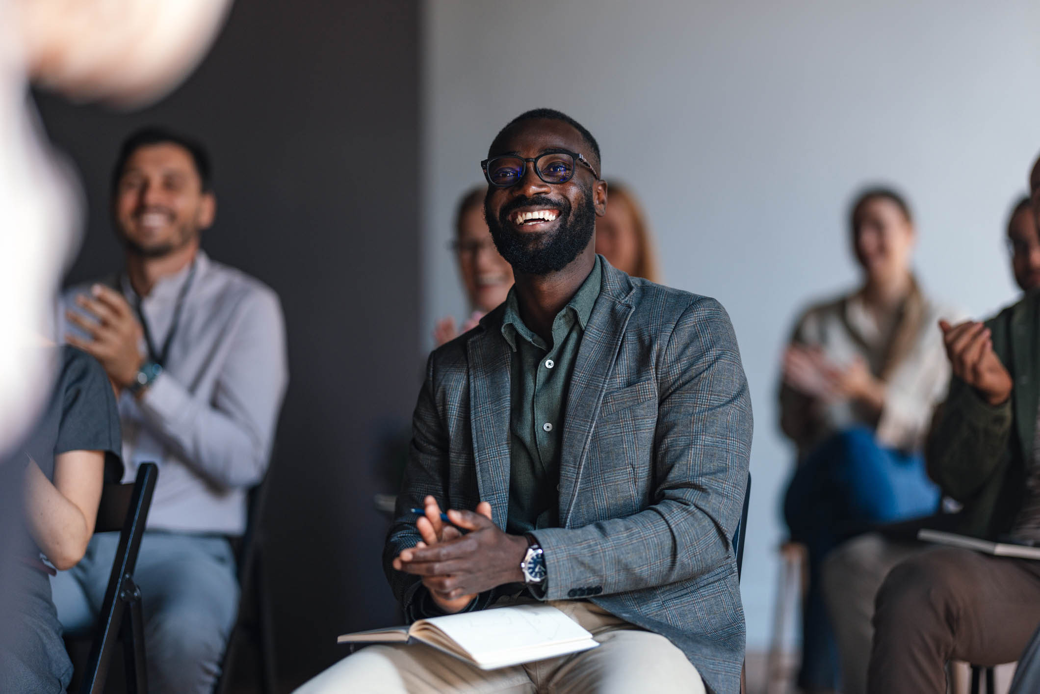 Students smiling in a seminar class