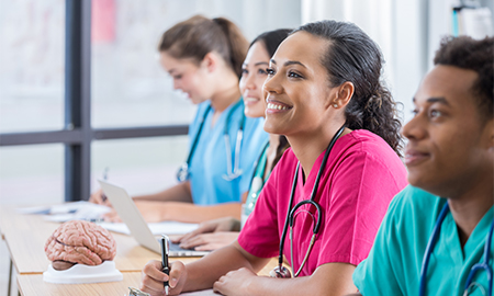 Nurse sitting at desk