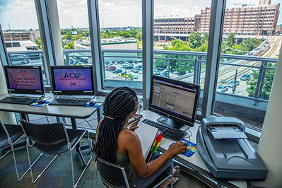 Student in Computer Lab