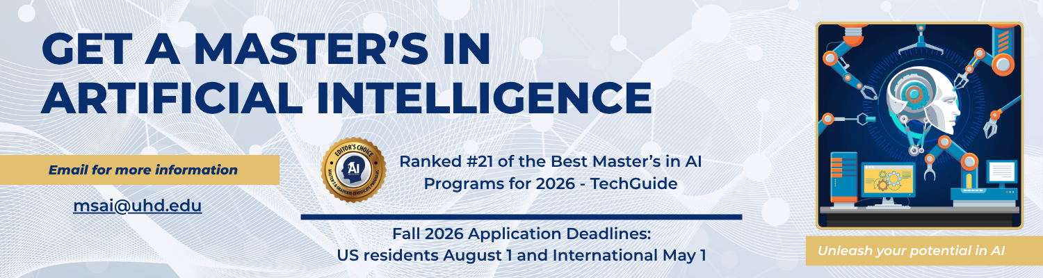 Banner promoting Master's in AI program