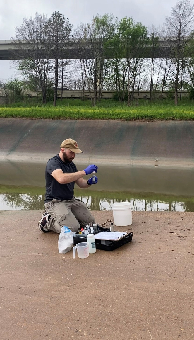 student working on the garden