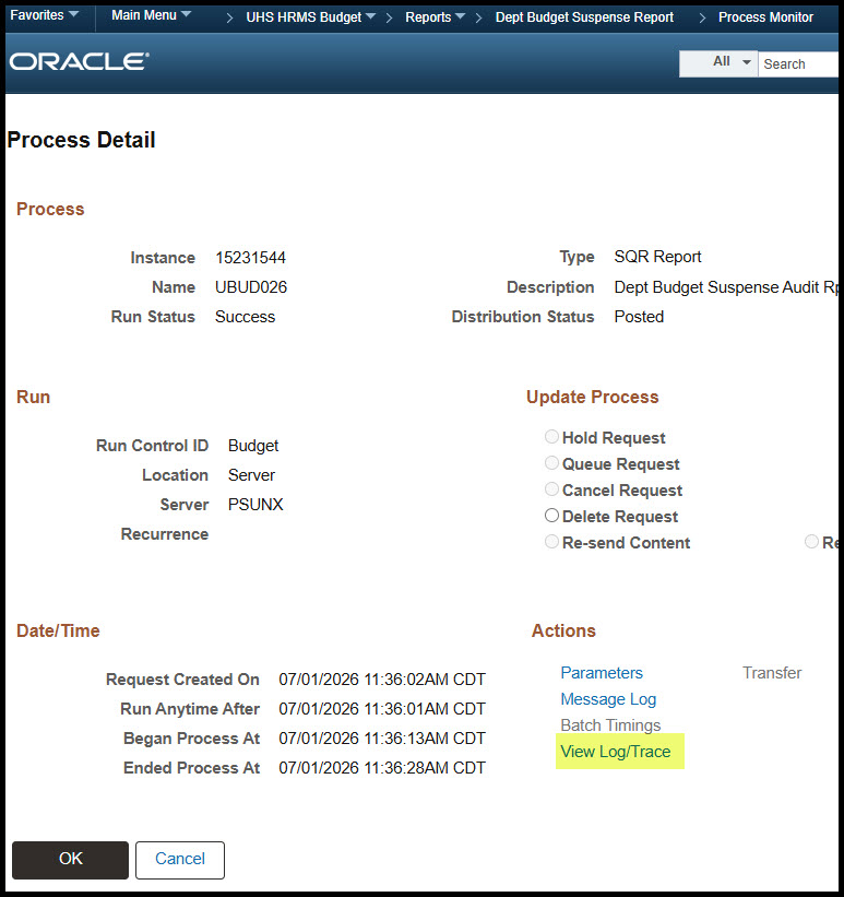 pre-audit vew log trace