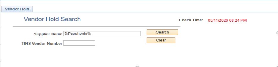 vendor hold-query view