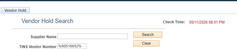 query using vendor number