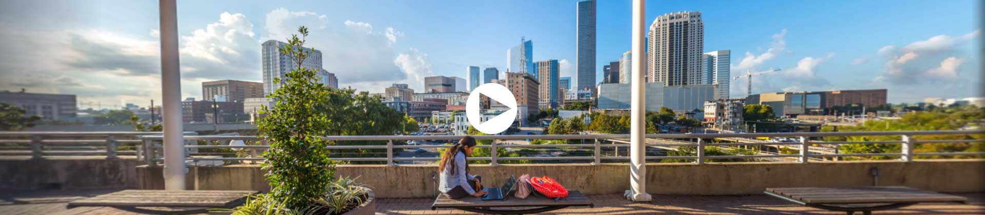 View of Houston downtown skyline from UHD