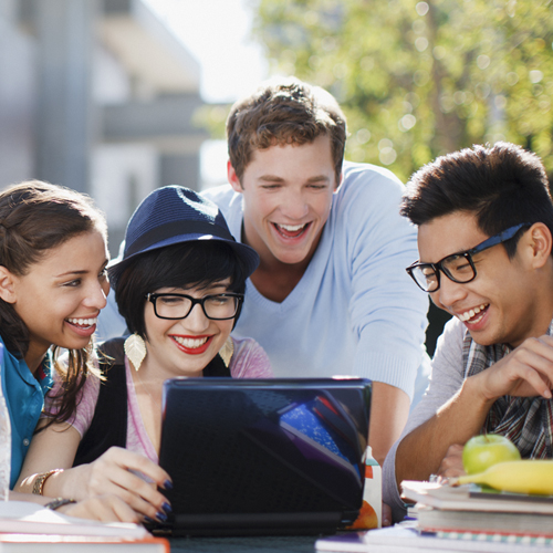 college students outside on a sunny day