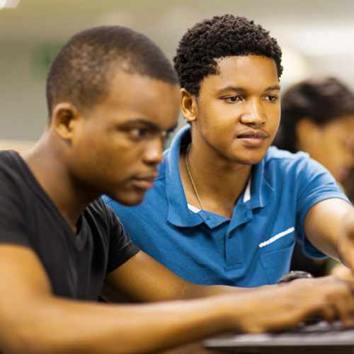 College students at a desk