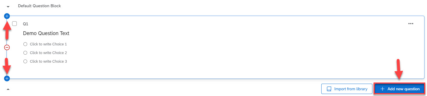 Screenshot of options available for adding new questions in Qualtrics