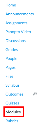 Access modules link in Canvas