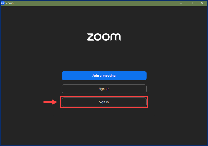 A screenshot of the Zoom main screen.