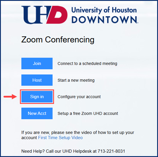 Zoom portal sign in button screenshot.