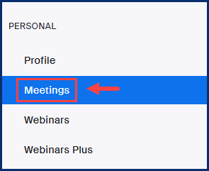 A screenshot of the meetings button in the Zoom navigation menu.