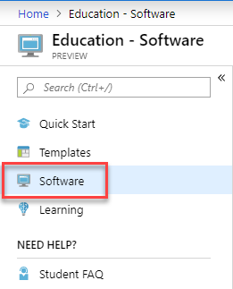 Azure Software Tab screenshot
