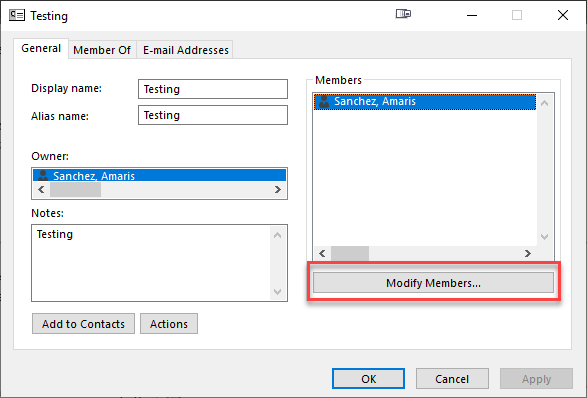 Distribution Modify Members