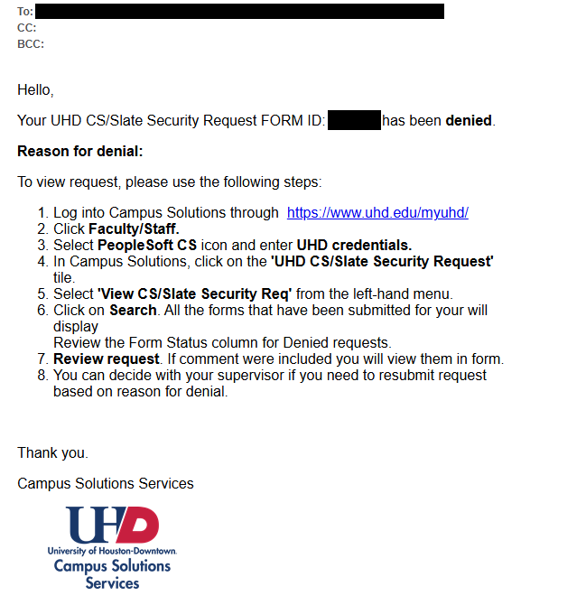 Security Request Denied Notification screen capture