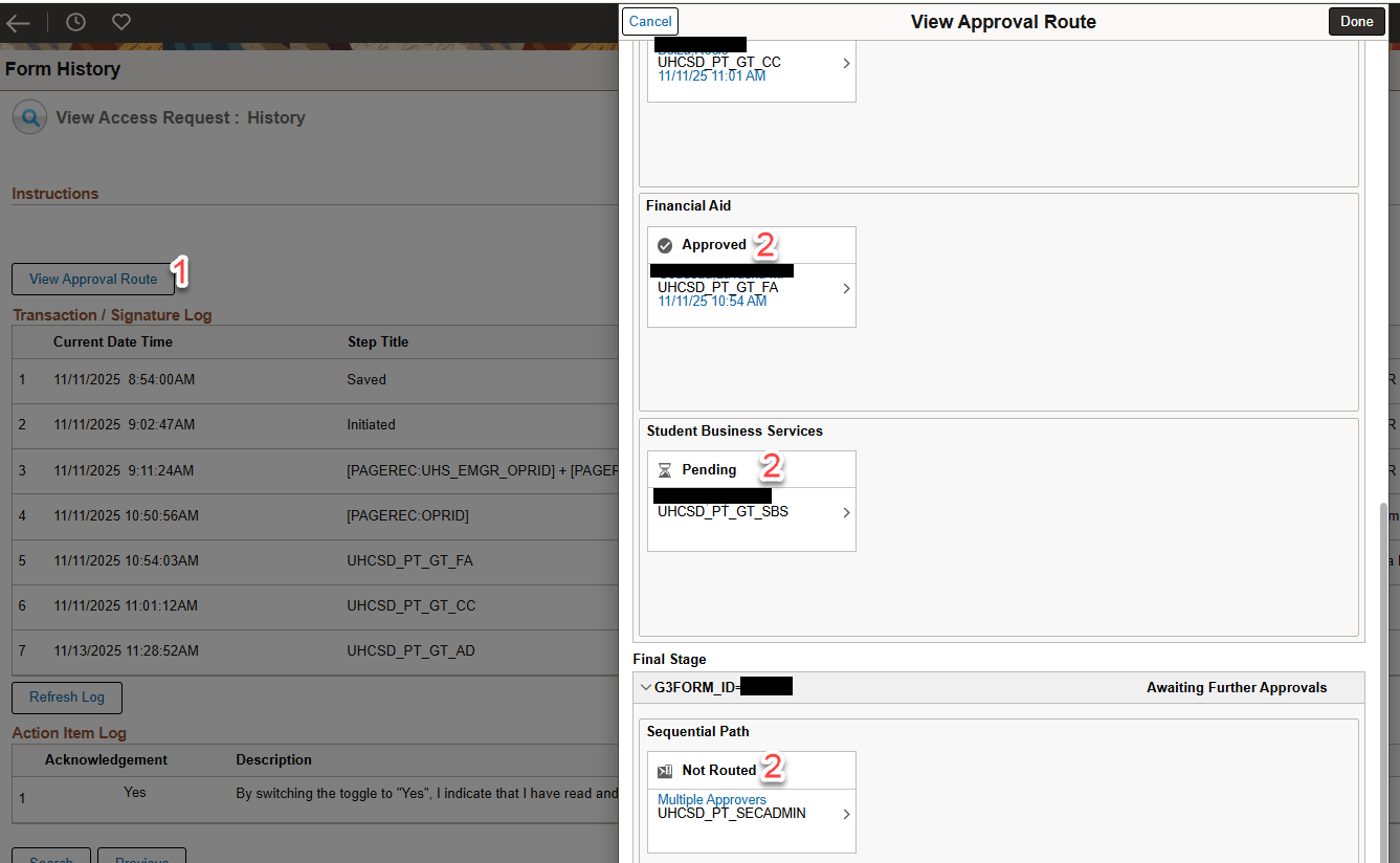 Approval Route Status - screen capture