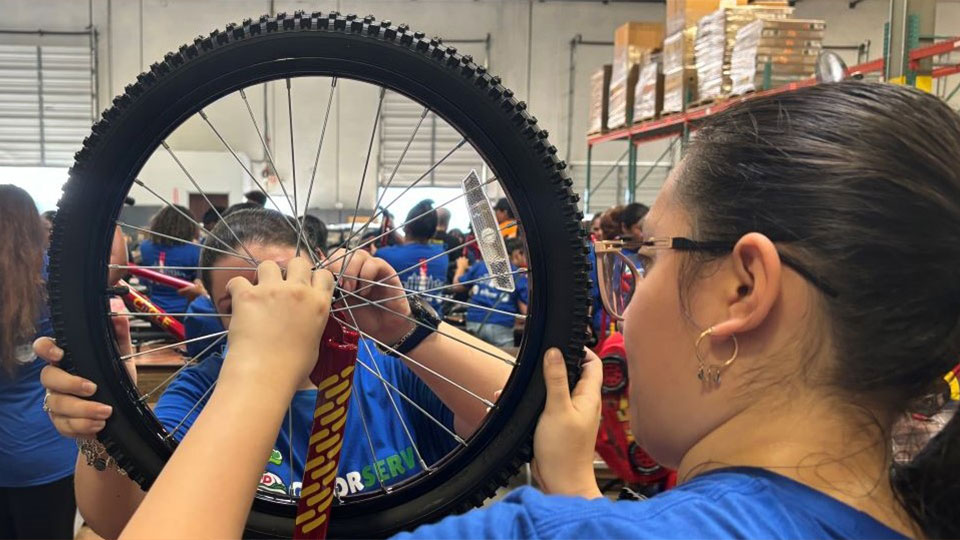 People working on a Bicycle