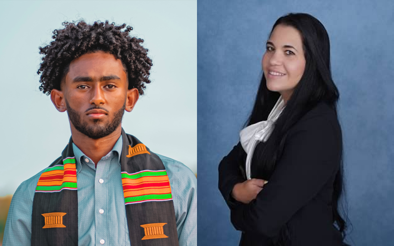Filmon Teweldebrhan and Anaisa Paez Escobar posing for portraits